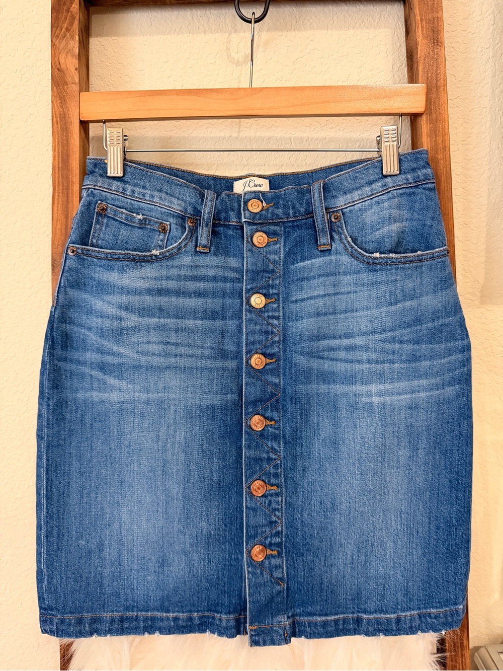 J. Crew Blue Denim Button-Front Skirt